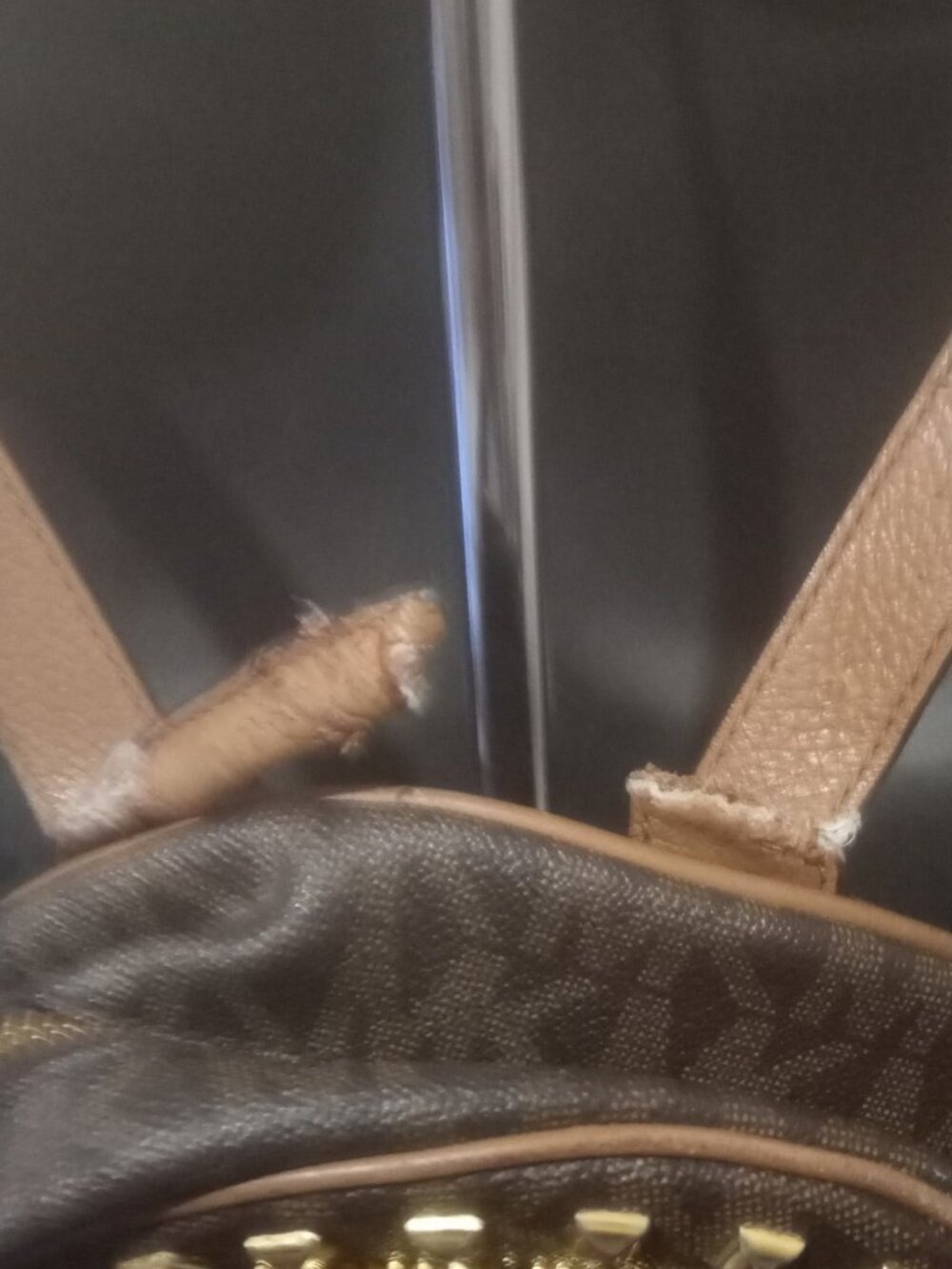 MICHAEL KORS Abbey Brown Pebbled Leather Gold Tone Studs Backpack - Picture 3 of 15